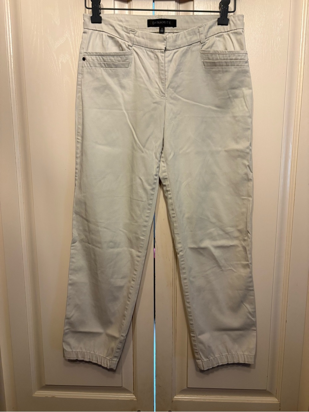 Dynamite Light Beige Elastic-Hem Casual Pants